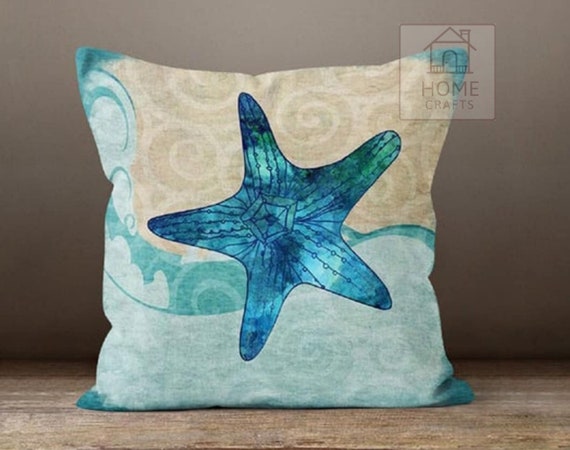 Blue Star Fish PILLOW Covers Navy Blue Pillows Navy BLUE WHITE Pillow  Covers Beach Pillow Covers Blue Pillows 16 18x18 All Sizes Home Decor 