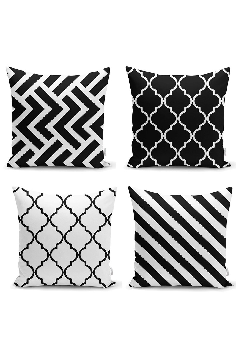 Black and White Striped Outdoor Pillows Black and White Etsy