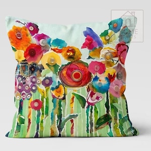 Stunning Colorful Floral Pillow Cases, Magical Pillow Cover, Summer Cushion Case, Decorative Pillow with Different Size Options, House Gifts image 4