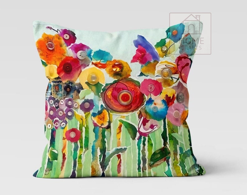 Stunning Colorful Floral Pillow Cases, Magical Pillow Cover, Summer Cushion Case, Decorative Pillow with Different Size Options, House Gifts image 4