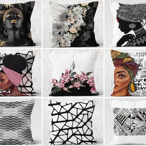 African Woman Cushion Cover|Authentic Home Decor|African Home Decor|Afro American Cushion Case|Black Women Decor|Digital Print Cushion Cover