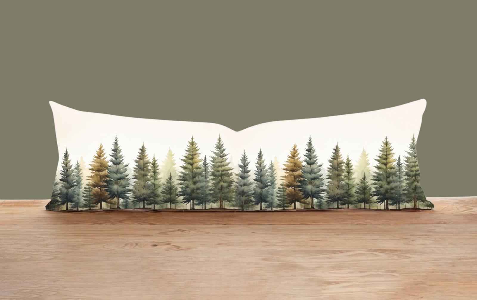 Pine Forest Lumbar Pillow Cover, Green Tree Bolster Cushion - Etsy