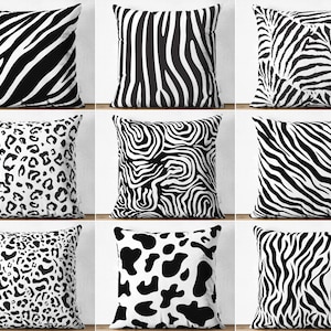 Zebra Pattern Pillow Covers, Leopard Cushion Cover, Black-White Pillow Case, Zebra Throw Pillow Shams, Camouflage Throw Pillow Protectors