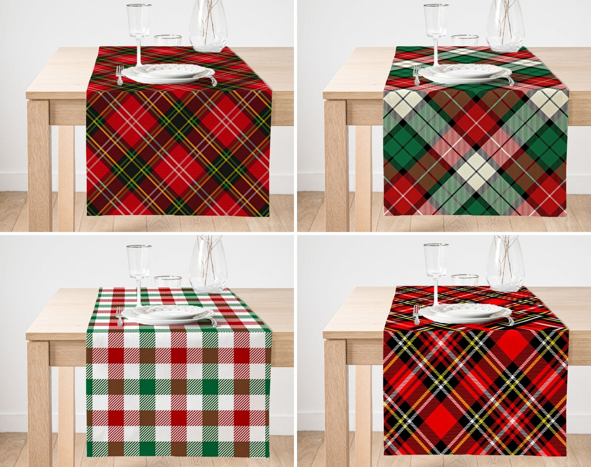 Red Green Plaid Table Toppers Merry Christmas Table Runner - Etsy