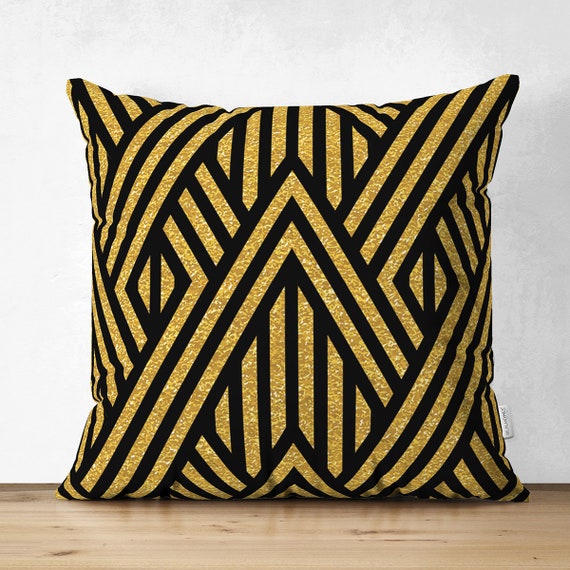 Black and gold sofa hot sale pillows