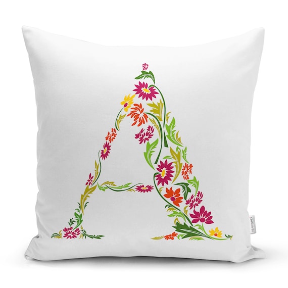 Floral Pattern Initial Case Personalized Throw Pillow Monogram