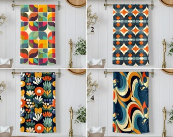 Moderne keukenhanddoek uit het midden van de eeuw, retro Bauhaus-theedoek, kleurrijke geometrische theedoeken