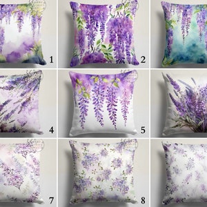 Lavender Style Pillowcases, Purple Floral Throw Pillow, Summer Trend Cushion Cover, Decorative Patio Pillow, Bedding Deco, Housewarming Gift