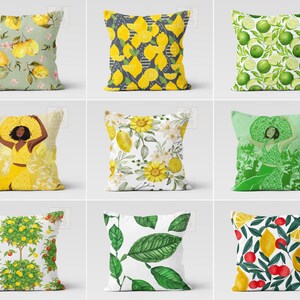 Lemon Decor Covers, Lemon Outdoor Pillow, Lemon Print Patio Pillow, Lemon Throw Pillow Cover, Lemon Design Pillow, Garden Pillows With Lemon