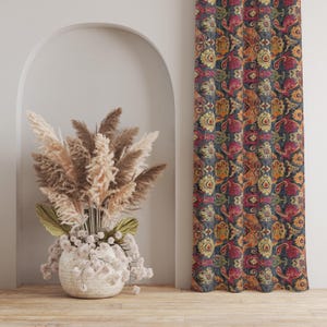 Suzani Pattern Curtain, Ethnic Floral Design Window Treatment, Ornamental Motif Fabric, Vintage Tribal Drape, Custom Bohemian Curtain Panel