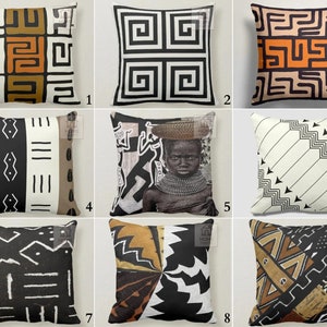 Taie d'oreiller africaine, Taie de coussin décorative, Oreillers noirs et blancs, Taies d'oreiller ethniques, Coussin tribal, Coussin africain, Oreillers tribaux