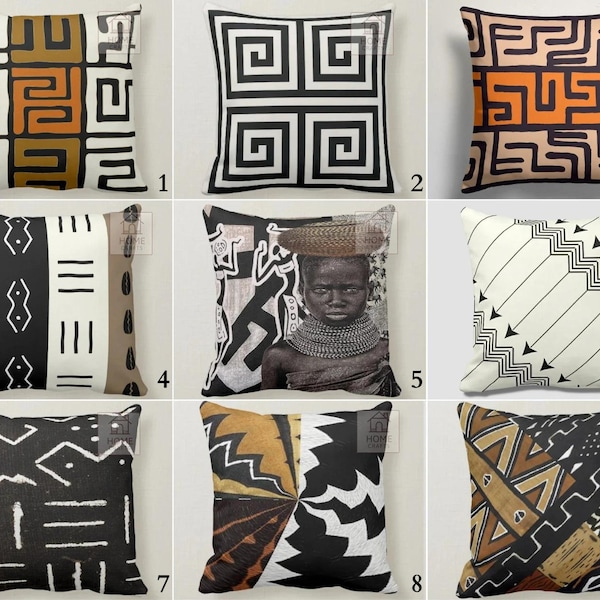 African Pillowcase, Decorative Cushion Case, Black & White Pillows, Ethnic Pillow Covers, Tribal Cushion, African Cushion, Tribal Pillows