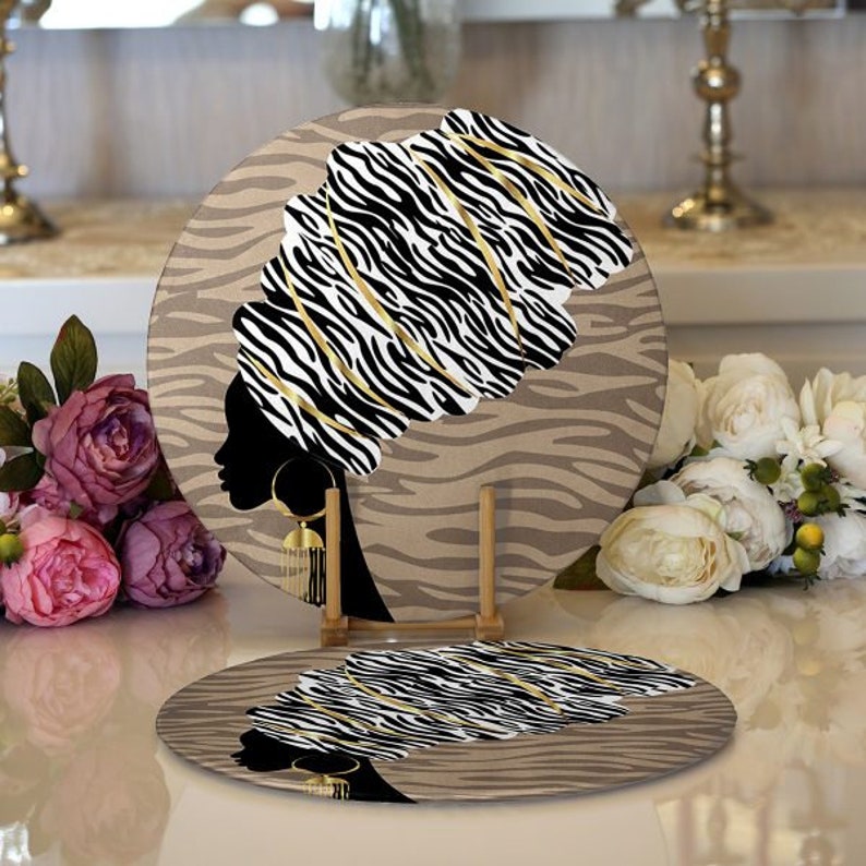 African Woman Themed Placemat Wooden Table Mats African Etsy