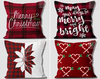 Fundas de almohada de sofá a cuadros, funda de almohada de Feliz Navidad, funda de almohada Noel, funda de cojín decorativa, tapa de almohada de sofá a cuadros, decoración de Navidad