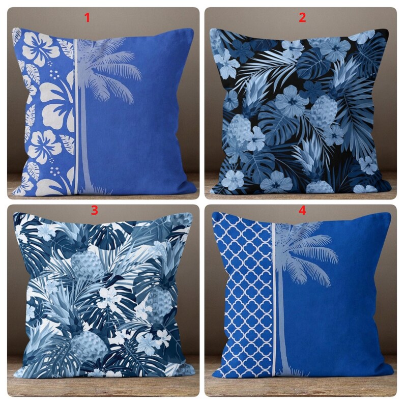 Tropical Leaves Pillow Cases Palm Tree Throw Pillows Patio Etsy
