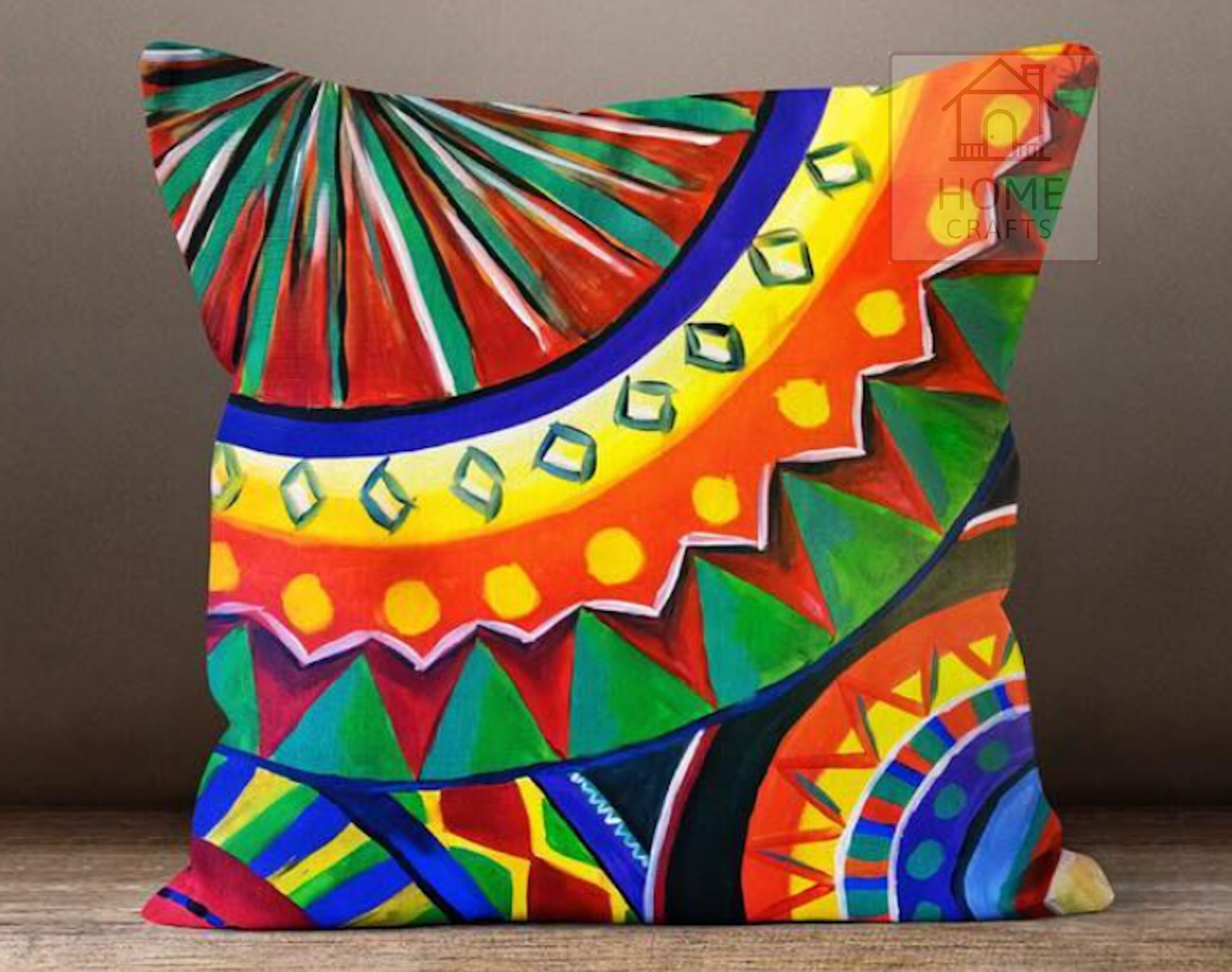 4-Pack Mexican Talavera Style Pillow Covers - 18x18 Inch Square Cotton Linen Cushion Covers