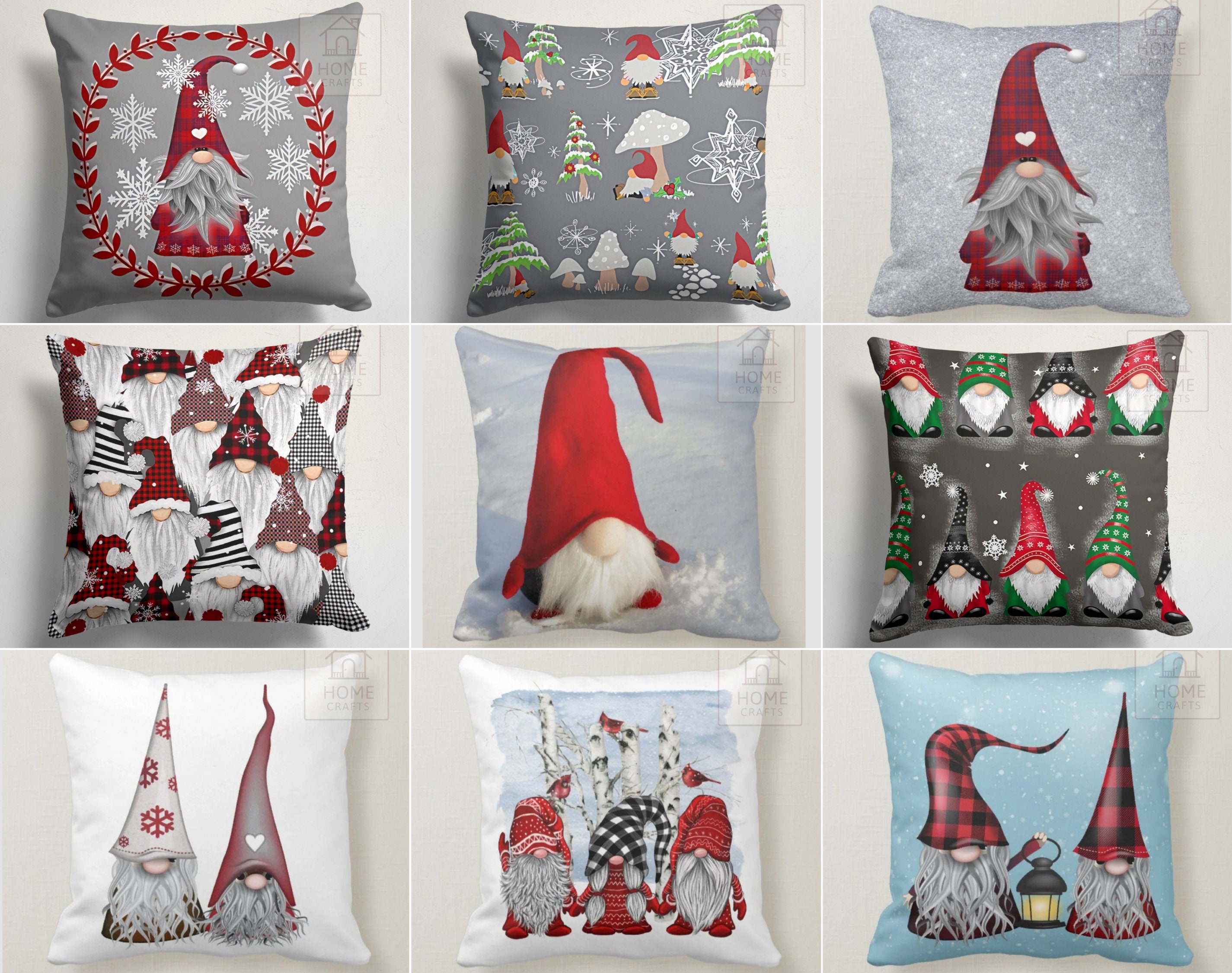 Manunclaims 1Pcs/4Pcs 18x18 Throw Pillow Covers Gnome Design Christmas  Decorative Couch Pillow Cases Cotton Linen Pillow Square Cushion Cover for  Sofa, Couch, Bed and Car 