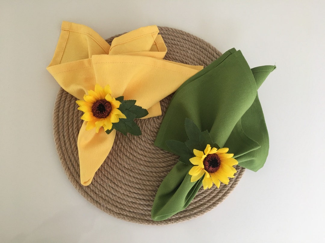 Sunflower Napkin Rings Yellow Flower Napkin Rings Wedding Etsy