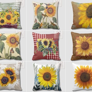 Sunflower Pillow Covers, Yellow Floral Pillow Cases, Sunflower Accent Pillows, Sunflower Throw Pillow, Summer Trend Cushion Case