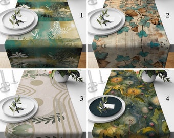 Green Leaves Accent Table Runner, Dandelion Table Runner, Modern Table Runner, Fashion Table Decor, Trendy Table Design, Dining Room Decor
