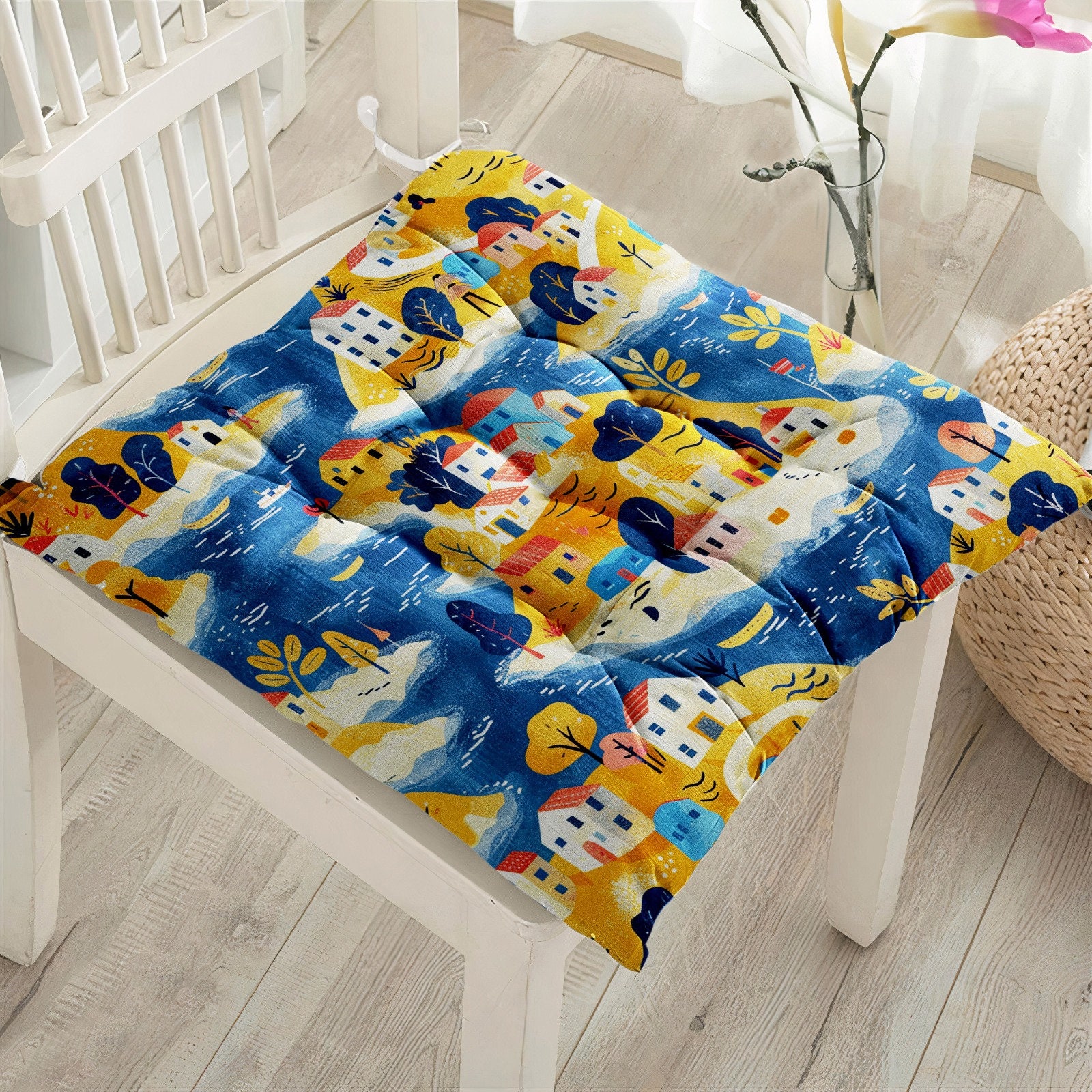 Almohadillas para sillas junto al mar cojin de asiento hinchado para casa de playa cojin de asiento cuadrado nautico cojin moderno y esponjoso para silla costera funda para silla de exterior de