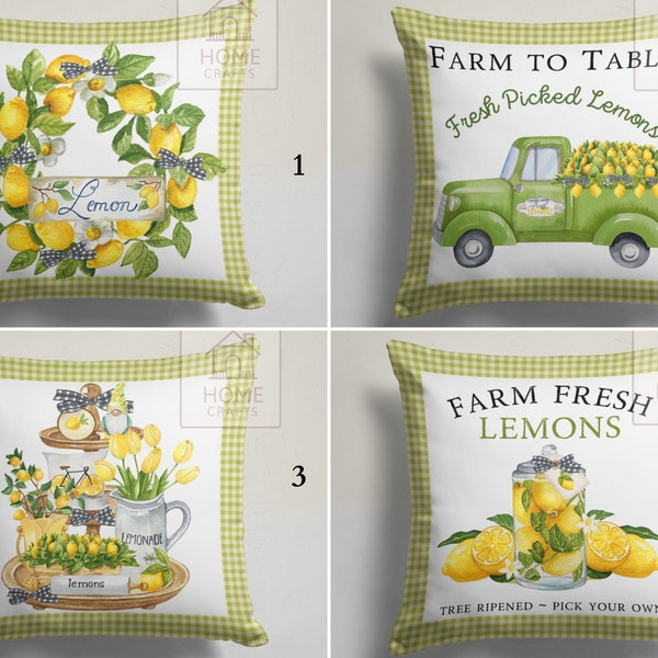 Farm Fresh Lemons Print Pillowcases, Fresh Picked Lemons Outdoor Pillow Cover, Lemon Patio Pillow Sham, Garden Lemon Throw Pillow Protectors