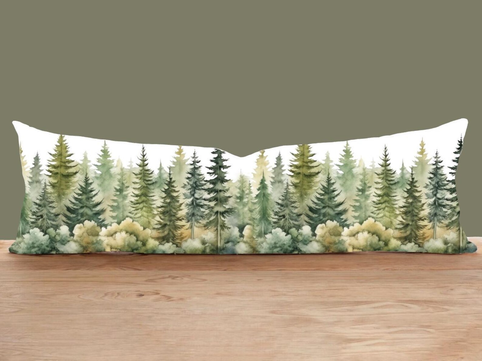 Pine Forest Lumbar Pillow Cover, Green Tree Bolster Cushion - Etsy