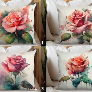 Pink Rose Pillowcases, Decorative Romantic Pillow Cover, Stylish Floral Accent Pillow Cover, Elegant Flower Patio Pillows, Feminine Decor