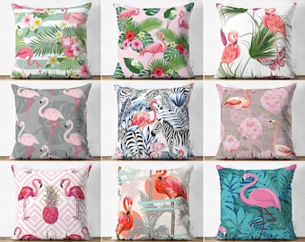 Pinker Flamingo Dekokissenbezug, Tropischer Kissenbezug, Wohnkultur