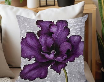Purple Pillow Cases, Floral Throw Pillow Cover, Summer Trend