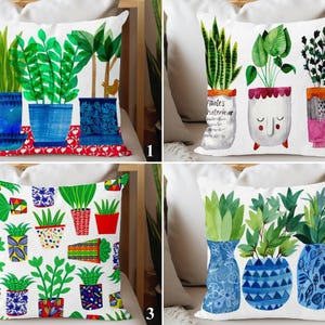 Örngott med gröna växter, botanisk krukväxt, sammetslena blad heminredning