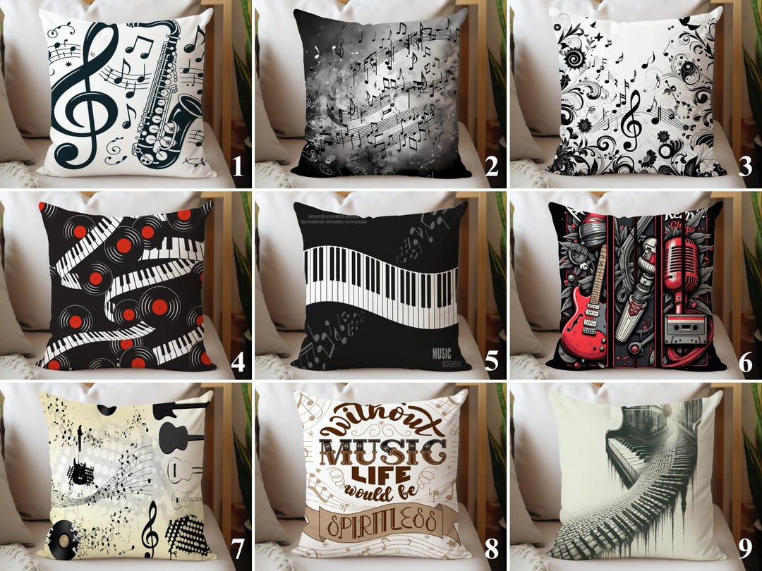 Music Lover Throw Pillow Cover, Piano Jazz Note Pattern Decor - Etsy