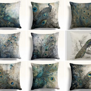 Peacock Pattern Throw Pillow Covers, Peacock Feather Pillow Case, Gift Ideas, Peacock Outdoor Cushion Cover, Feather Pillow Sham, Home Decor