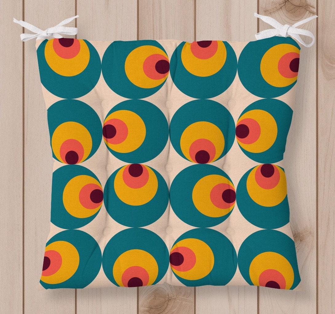Abstract Floral Chair Pads, Colorful Modern Puffy Seat Cushion ...