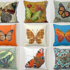 Fundas de almohada decorativas con mariposas, funda de almohada de tendencia veraniega, funda de cojín con diseño de jardín de mariposas, cojín con detalles de mariposas, regalos de inauguración de la casa