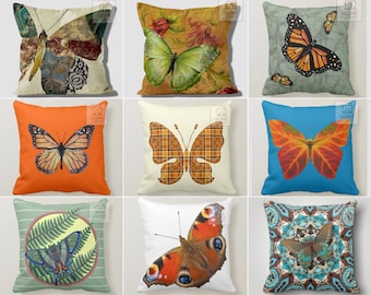 Decorative Butterfly Pillow Covers, Summer Trend Pillow Case, Butterfly Garden Cushion Cover, Butterfly Accent Cushion, Housewarming Gifts