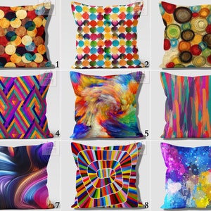 Colorful Floral Pillow Sham, Decorative Pillow Cases, Abstract Cushion Cover, Vivid Outdoor Pillow, Motley Pillows, Home Decor