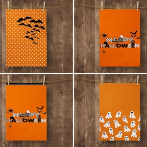 Happy Halloween Kitchen Utensils, Orange Bat Print Hand Towel, Funny Ghost Dish Towel, Gothic Tea Towel, Kitchen Gifts for Goths