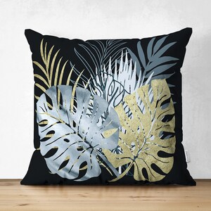 Palm Tree Pillow Shams, Tropical Blue Leaves Pillow Covers, Monstera Leaf Printing Sofa Cushion, Feather Decorative Pillow Case, Home Design Pattern #6