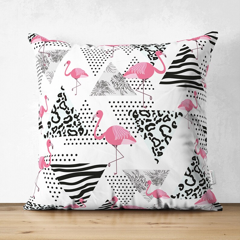 Pink Flamingo Pillow Cases Tropical Pillow Cover Pink Rose Etsy