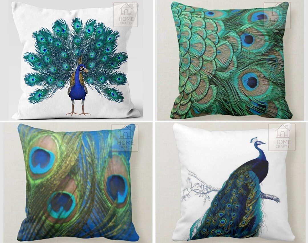 Peacock Outdoor Pillow Case, Peacock Cushion Cover, Peacock Throw