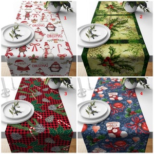 Xmas Kitchen Runner, Christmas Table Runner, New Year's Table Linen, Reindeer Table Cloth, Snowman Table Top, Christmas Gift, Winter Decor