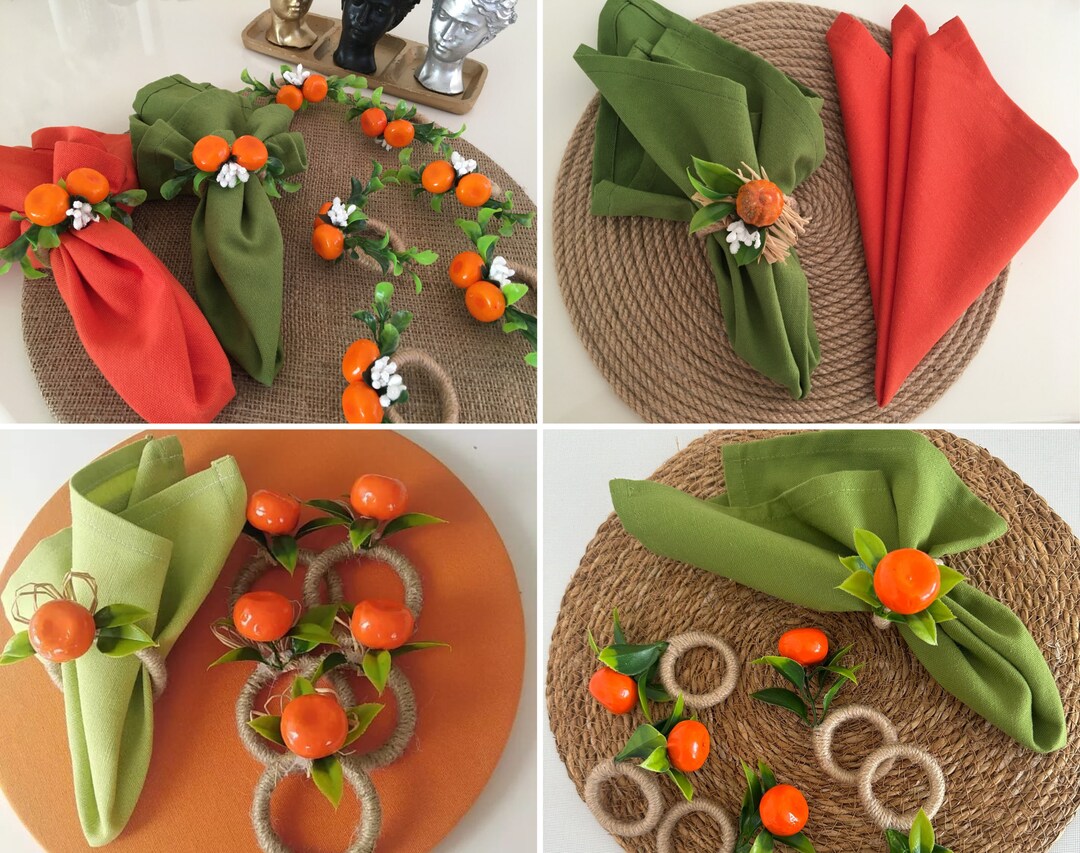Mandarin Napkin Rings, Faux Fruit Table Decor, Luxury Napkin Rings