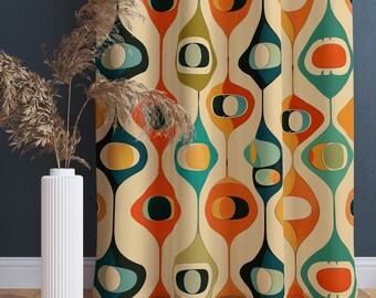 ミッドセンチュリーモダンレトロカーテン - カラフルな幾何学模様の