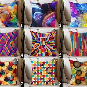Modern Abstract Throw Cushion Cover, Colorful Art Pillow Case Decor
