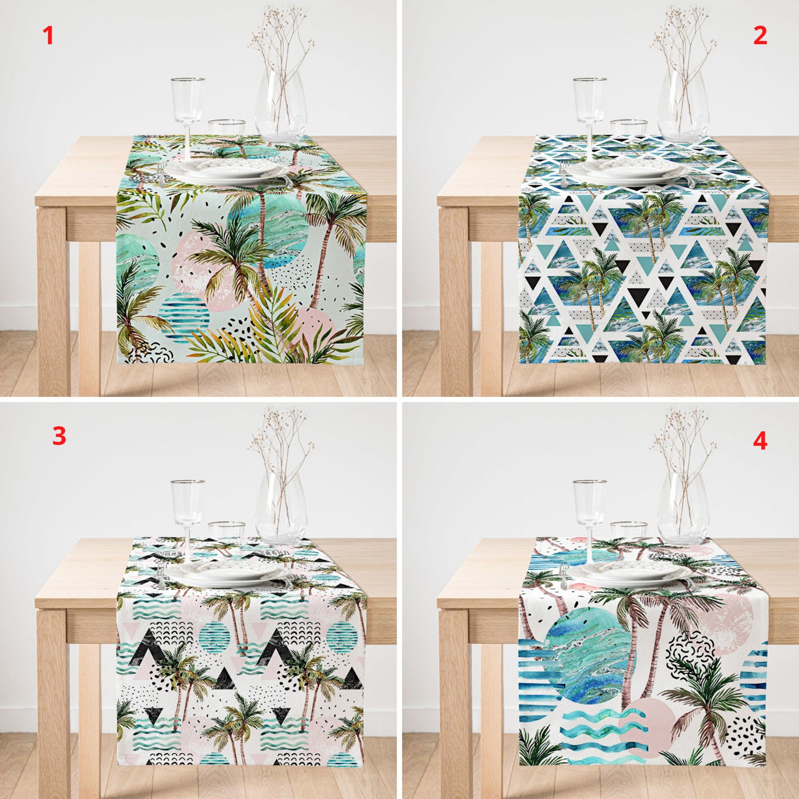 Coastal Table Runner Palm Trees Table Top Seaside Table Etsy