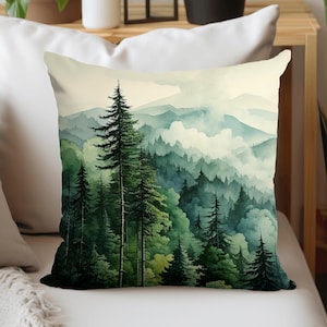 Pine Tree Design Throw Pillow Case, Green Pine Forest Long Pillow Cover, Woodland Pillow Cover, Pine Tree Pillow, Green Forest Pillowcase