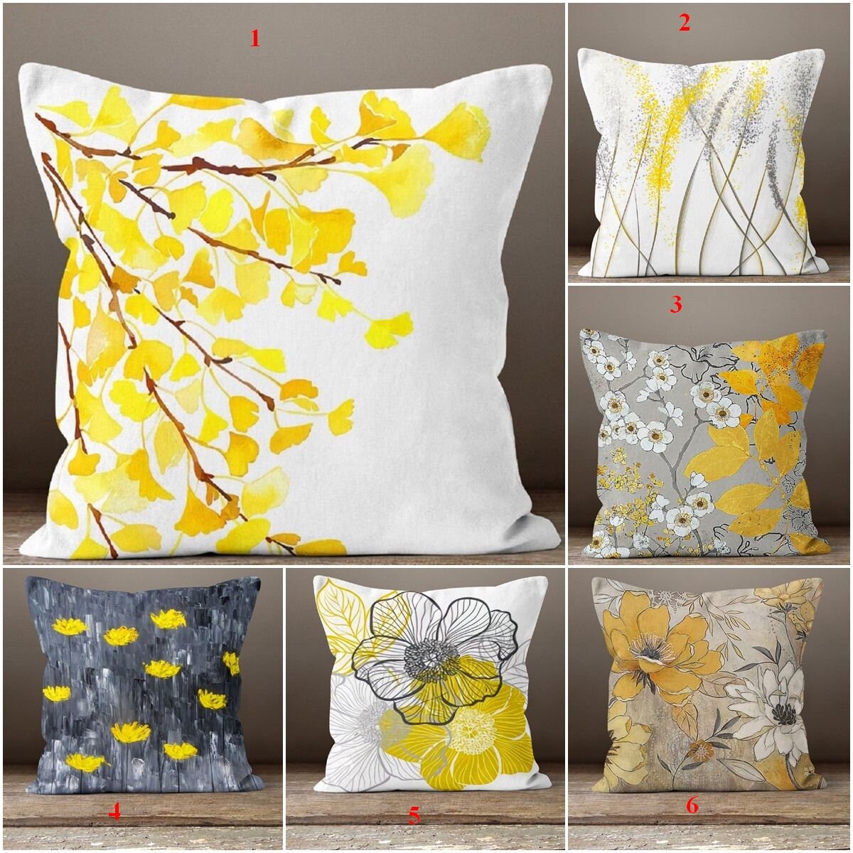 yellow floral pillows