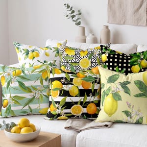 Lemon Pillow Covers, Outdoor Patio Decor, Housewarming Gift image 2