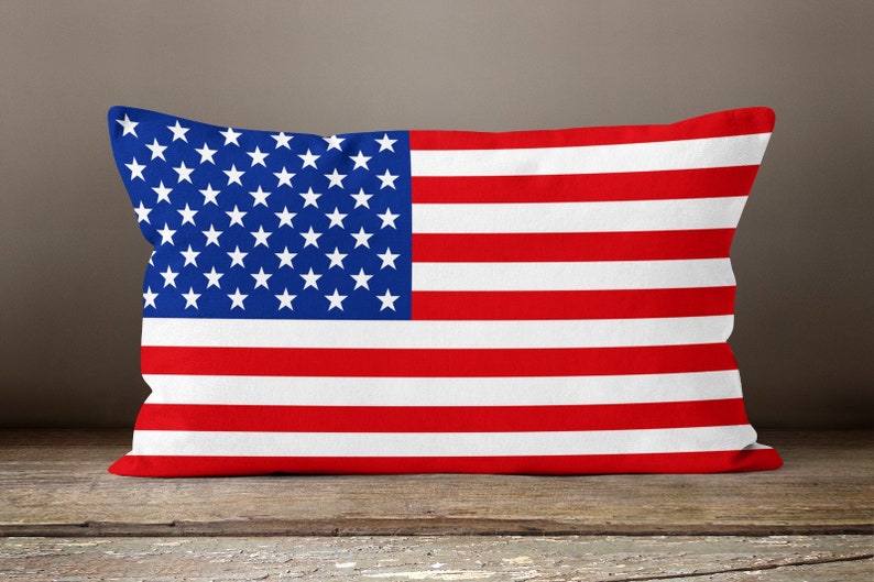 American Flag Pillow Cover USA Flag Pillow Case Red Blue Etsy